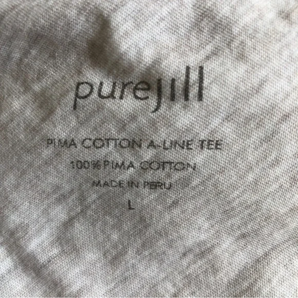 Pure Jill Pima Cotton ALine Tee Women L Oatmeal Heather Long Sleeve Scoop Neck - Picture 6 of 8